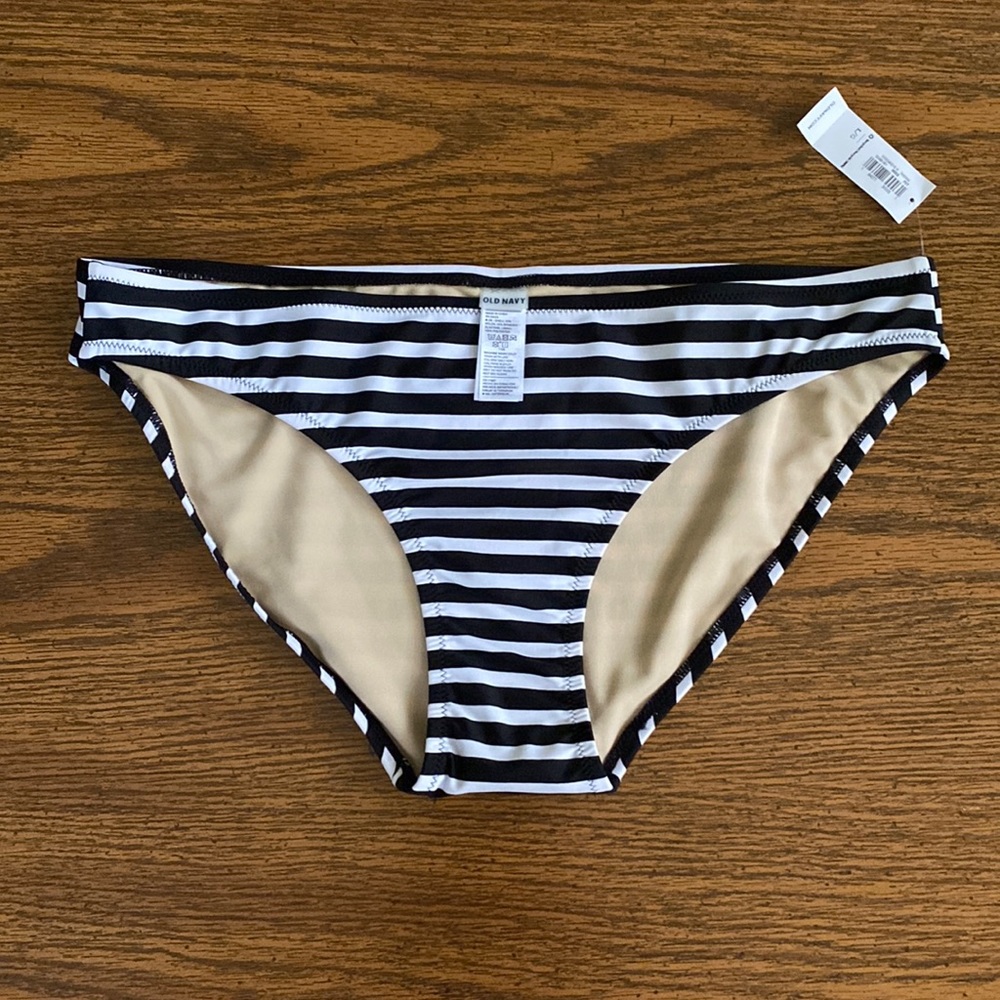 Old Navy Bikini Bottoms - Black & White Stripe - Sz L